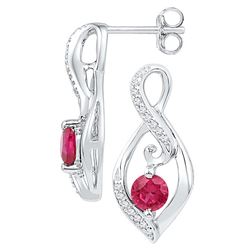 Sterling Silver Womens Round Lab-Created Ruby Diamond I