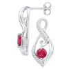 Image 1 : Sterling Silver Womens Round Lab-Created Ruby Diamond I