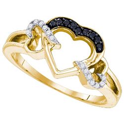 925 Sterling Silver Yellow 0.13CTW DIAMOND HEART RING