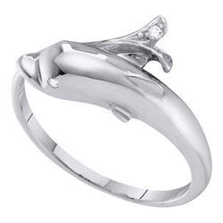 10KT White Gold 0.03CTW DIAMOND DOLPHIN RING