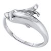 Image 1 : 10KT White Gold 0.03CTW DIAMOND DOLPHIN RING