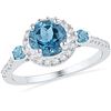 Image 1 : 10kt White Gold Womens Round Lab-Created Blue Topaz Sol