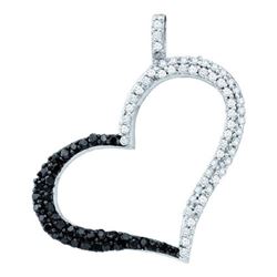 10KT White Gold 0.34CTW DIAMOND HEART PENDANT