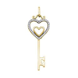 10KT Yellow Gold 0.10CTW DIAMOND MICRO PAVE KEY PENDANT