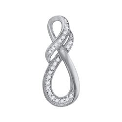 10kt White Gold Womens Round Diamond Teardrop Infinity