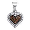Image 1 : 14K White-gold 0.13CTW COGNAC DIAMOND MICRO-PAVE PENDAN