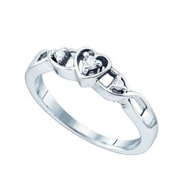 925 Sterling Silver White 0.10CTW DIAMOND HEART RING