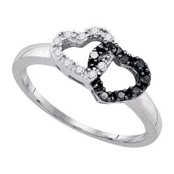 925 Sterling Silver White 0.17CTW DIAMOND HEART RING