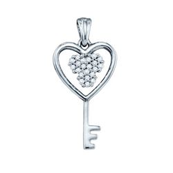 10KT White Gold 0.07CTW DIAMOND KEY PENDANT