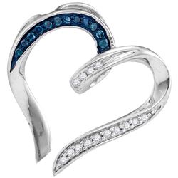 Sterling Silver Womens Round Blue Colored Diamond Bisec