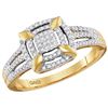 Image 1 : 10kt Yellow Gold Womens Round Diamond Square Frame Clus