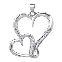 925 Sterling Silver White 0.10CTW DIAMOND HEART PENDANT