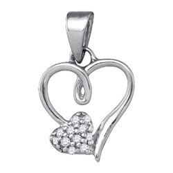 925 Sterling Silver White 0.05CTW DIAMOND HEART PENDANT