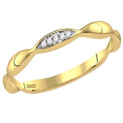 10kt Yellow Gold Womens Round Diamond Contour Stackable