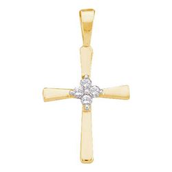 10KT Yellow Gold 0.05CTW DIAMOND CROSS PENDANT