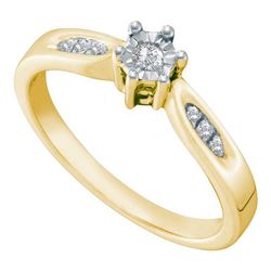 925 Sterling Silver Yellow 0.06CTW DIAMOND ROUND CENTER