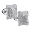 Image 1 : Sterling Silver Mens Round Diamond Puffed Square Cluste