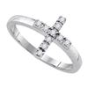 Image 1 : 925 Sterling Silver White 0.13CT DIAMOND CROSS RING