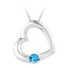 Image 1 : Sterling Silver Womens Round Lab-Created Blue Topaz Hea