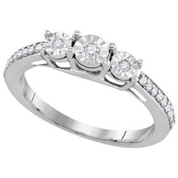 925 Sterling Silver White 0.17CTW DIAMOND FASHION RING