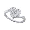 Image 1 : 925 Sterling Silver White 0.10CT DIAMOND HEART RING