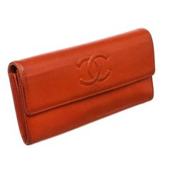 Chanel Red Caviar Leather CC Long Flap Wallet