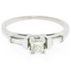14k White Gold 0.66 ctw Princess Diamond Engagement Ring Tapered Baguette Accent