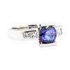 2.28 ctw Sapphire And Diamond Ring - 18KT White Gold
