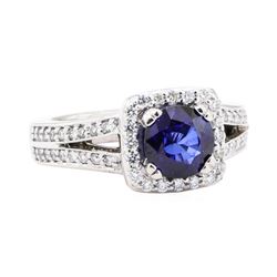 2.28 ctw Sapphire And Diamond Ring - 14KT White Gold