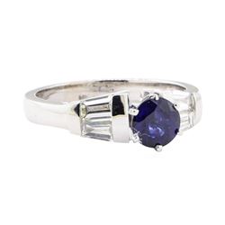 1.52 ctw Sapphire And Diamond Ring - 14KT White Gold