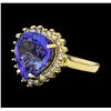 Image 1 : 8.84 ctw Tanzanite and Diamond Ring - 14KT Yellow Gold