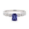 Image 2 : 1.60 ctw Sapphire and Diamond Ring - 18KT White Gold