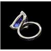 Image 3 : 9.02 ctw Tanzanite and Diamond Ring - 14KT White Gold