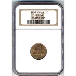 1857 Flying Eagle Cent NGC MS66