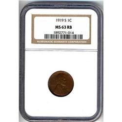 1919-S Lincoln Cent NGC MS63 RB