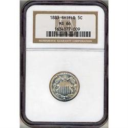 1883 5C SHIELD NICKEL NGC MS66