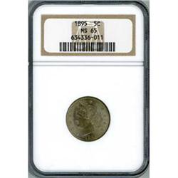 1895 5C NICKELS NGC MS65
