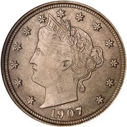 1907 5C NICKELS NGC MS65