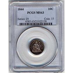 1844 Liberty Seated Dime PCGS MS63