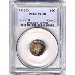 1916-D Mercury Dimes PCGS VG08