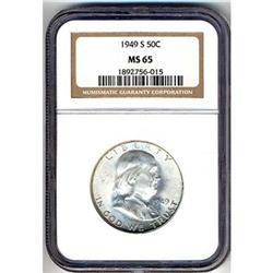1949-S Franklin 50C NGC MS65 