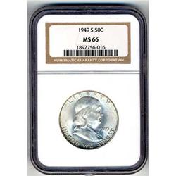 1949-S Franklin 50C NGC MS66 
