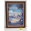 Image 2 : Large Framed Hawaii Land of Surf & Sunshine Waikiki Print 34" x 46"