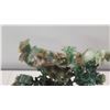 Image 8 : Green Jade-Like Tree w/ Birds & Flowers on Brown Stand 18"H