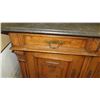 Image 8 : Wooden 2-Drawer 2-Door Cabinet w/ Stone Top & Carved Details 42" x 22" x 29"