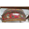 Image 25 : Large Vintage Oriental Gong w/ Painted Wooden Stand, 2 Mallets 31" x 46"