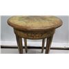 Image 8 : Round Wood Vintage Side Table w/ Painted Fruit Motif 25" Dia x 32"H
