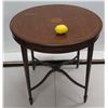 Image 2 : Round Wooden Side Table w/ & Painted Border 29"Dia x 29"H