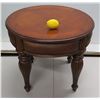 Image 2 : Round Wooden Table w/ Tapered Legs & Woven Rattan Accent 27"Dia x 24"H