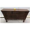 Image 2 : Vintage Carved Wood Chest of Drawers w/ Carved Accents & Brass Pulls 62" x 17" x 30"H